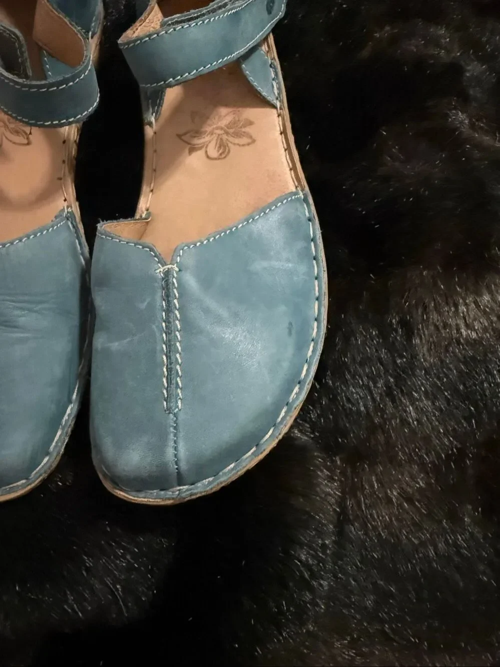 Josef Seibel Rosalie blue leather slingback flat sandal size 40 9.5 shoes